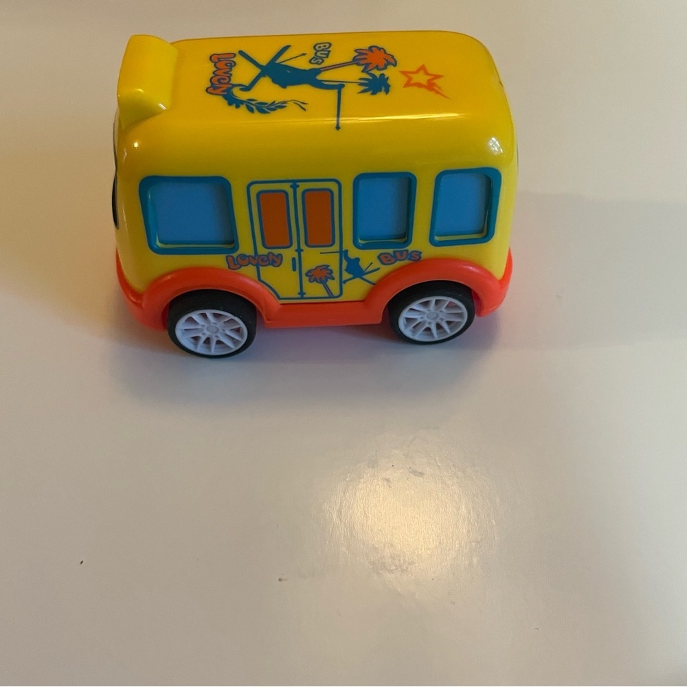 Bus Yellow and Orange Kids Toy- Bright Pull-Back Play Vehicle Car